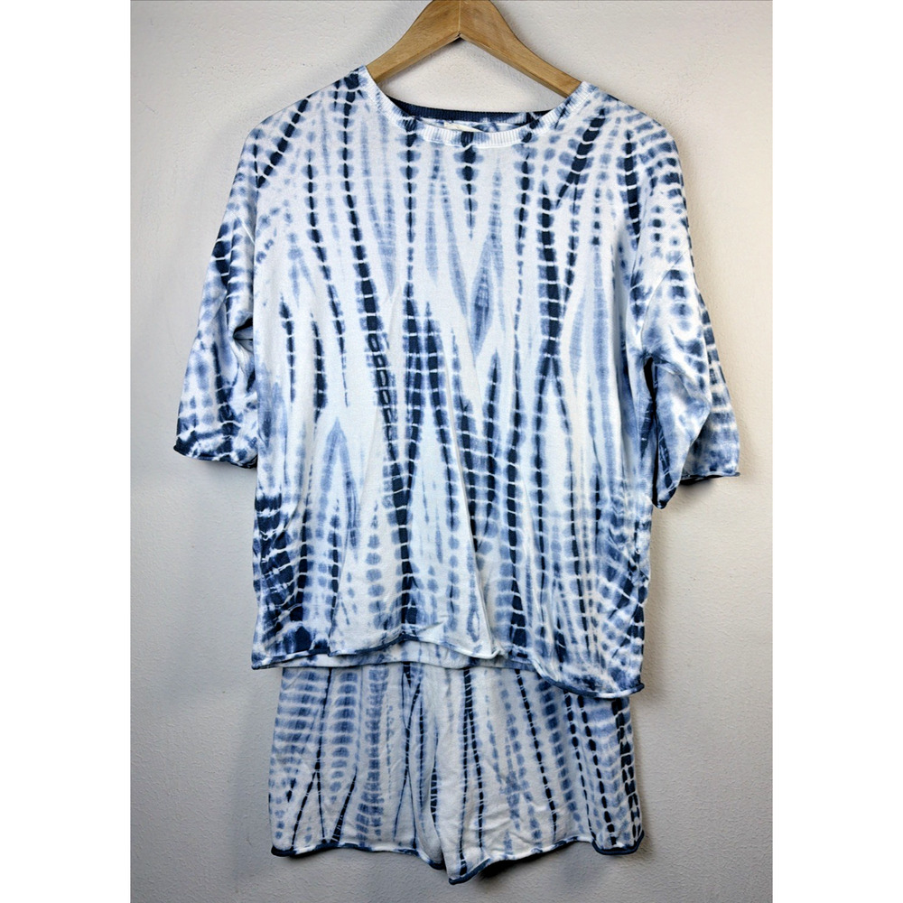 Calme Johnny Was womens small Set shirt shorts lounge wear style #M59421 cozy